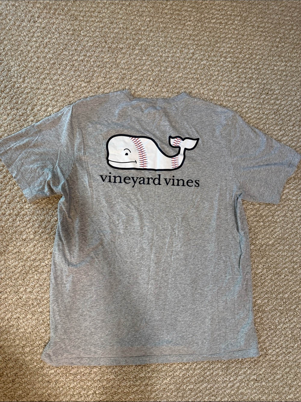 Vineyard Vines Heather Gray Whale Baseball Tee